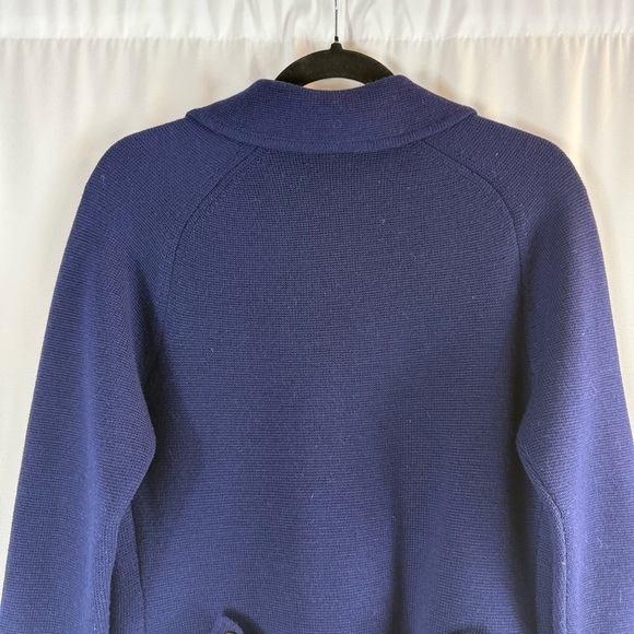 Vintage Navy Blue Knit Wool Lady Jacket Cardigan Sweater Dorce Leroy Old Money - Picture 12 of 14